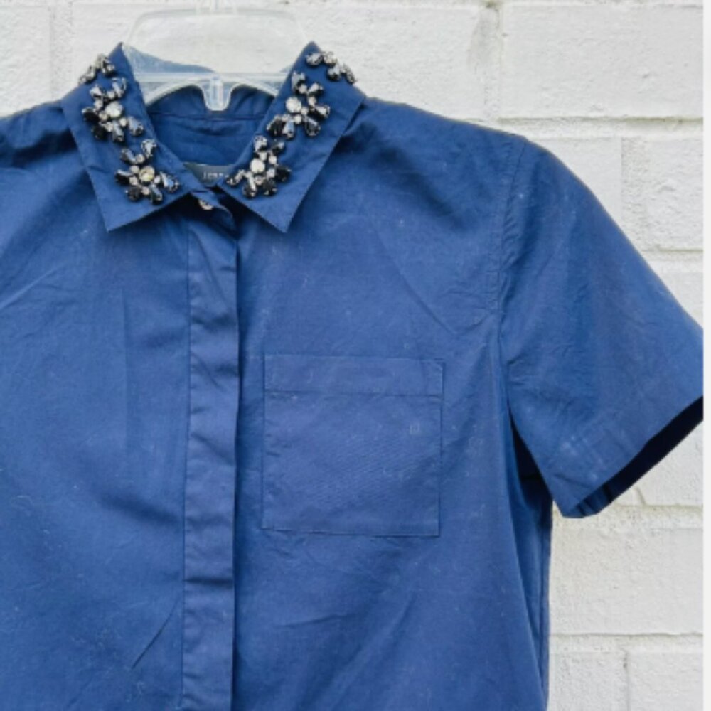 JCrew poplin jewelled collar